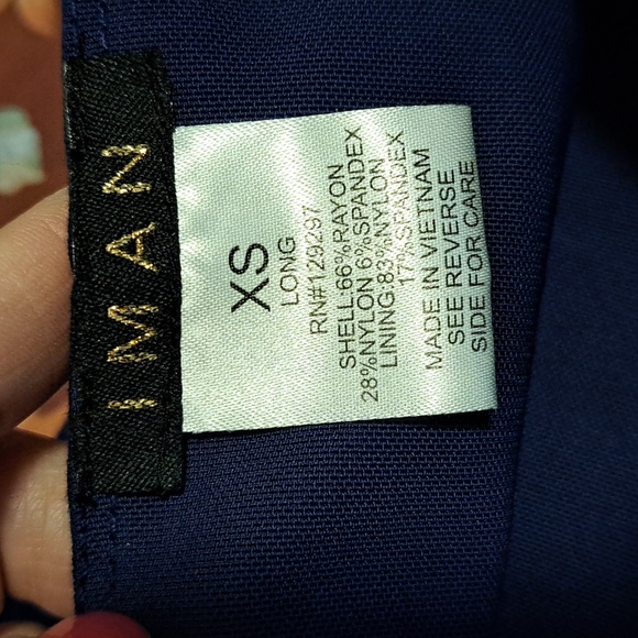 IMAN Global Chic Navy Gold Logo Zip Pull On Pants. Size XS Long NWT - Picture 9 of 9